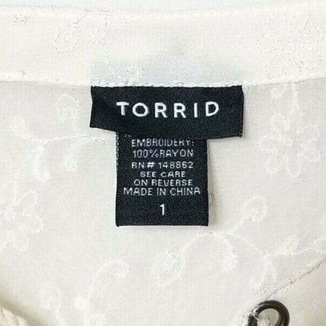 Torrid Torrid Blouse Shirt 3/4 Sleeve Womens Beige Floral Rayon Sheer Top Size 1X Plus Size XL / US 12-14 / IT 48-50 - 5 Thumbnail