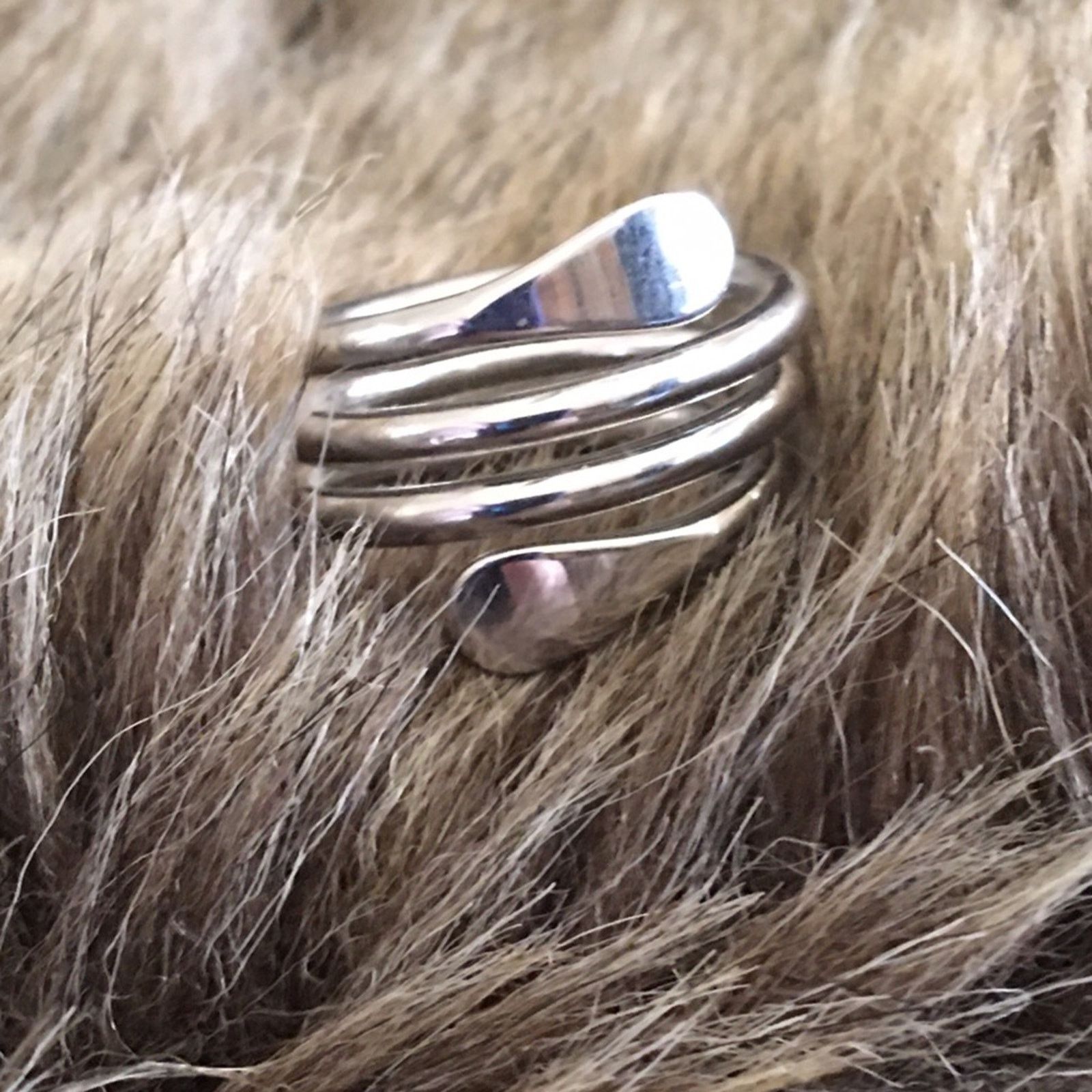 Jewelry Mirror finish silver tone coil style ring Size ONE SIZE - 1 Thumbnail