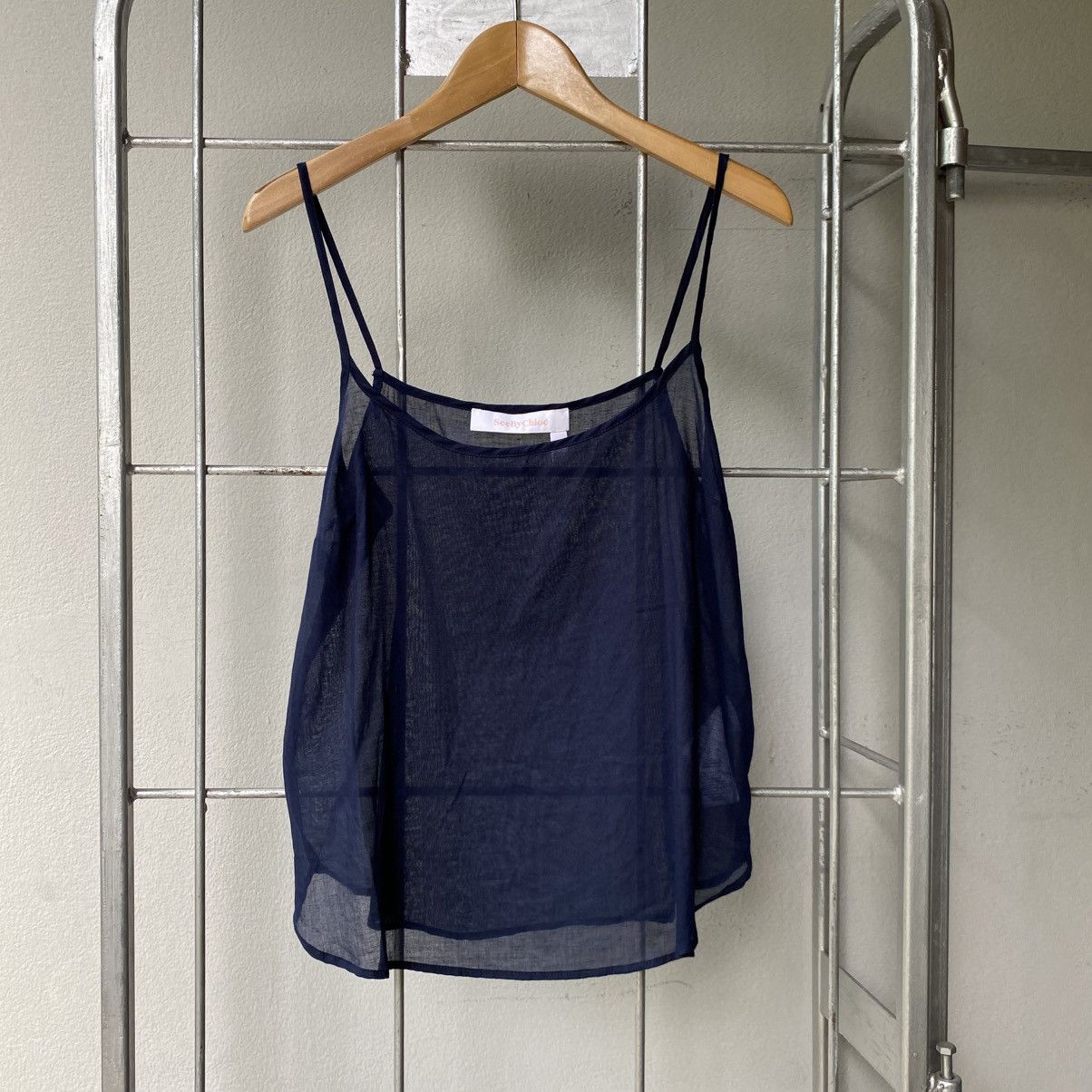 See by Chloe Blue Flowy Spaghetti Strap Blouse