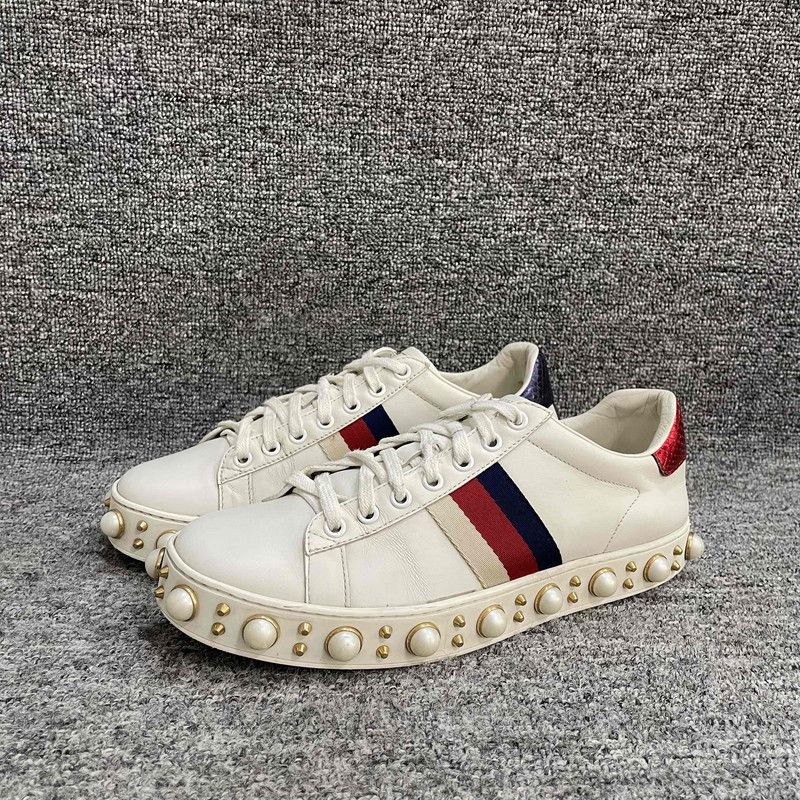 Gucci Gucci Ace Pearl Low-Top Sneakers for Women 0079 Size US 8 / IT 38 - 1 Thumbnail