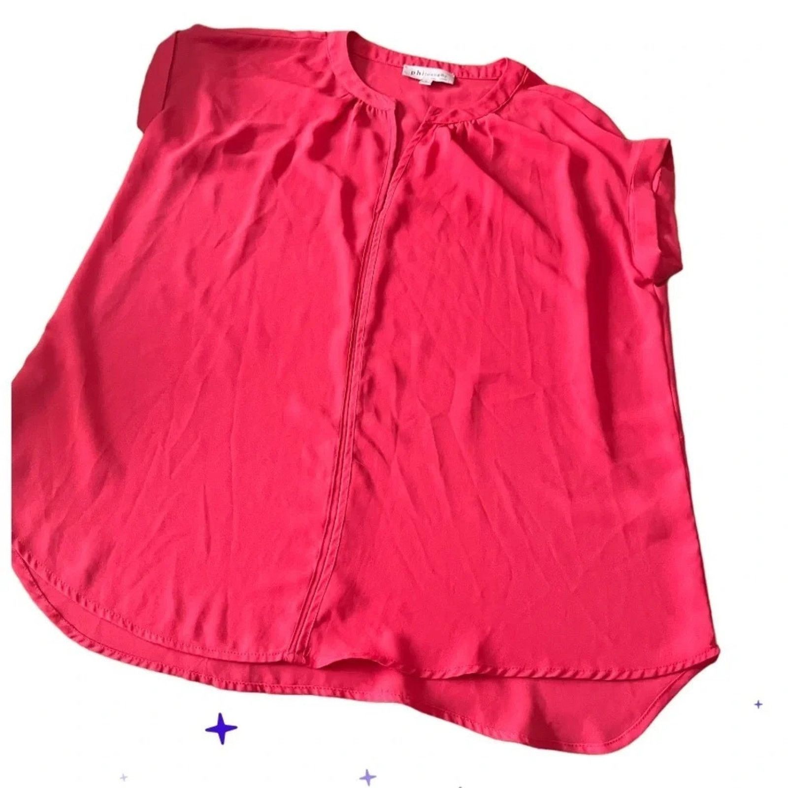 The Unbranded Brand Philosophy solid coral cap sleeve blouse, size Large Size L / US 10 / IT 46 - 1 Thumbnail