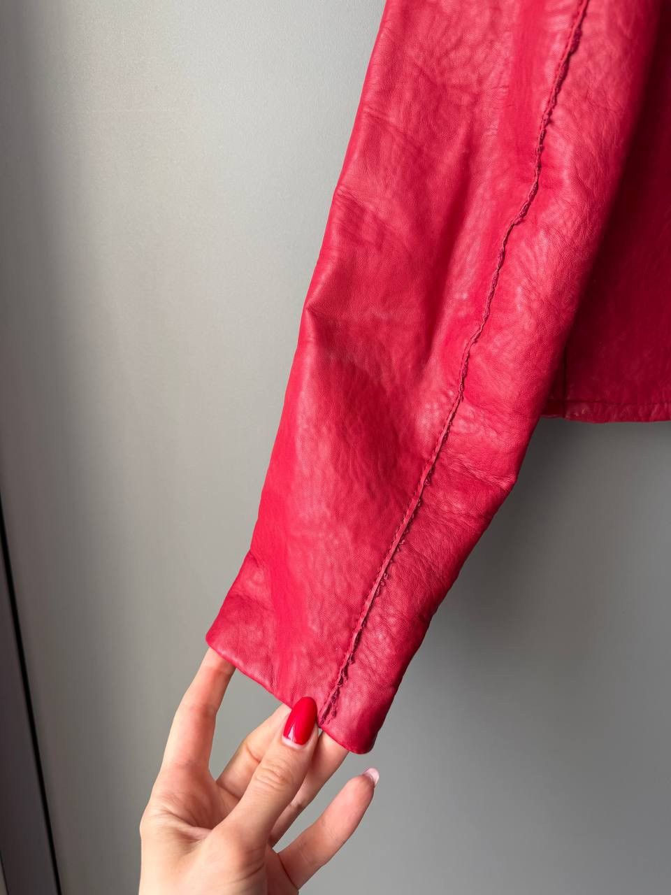 Maje Maje Embroidered Leather Biker Jacket Red Size XS / US 0-2 / IT 36-38 - 11 Thumbnail