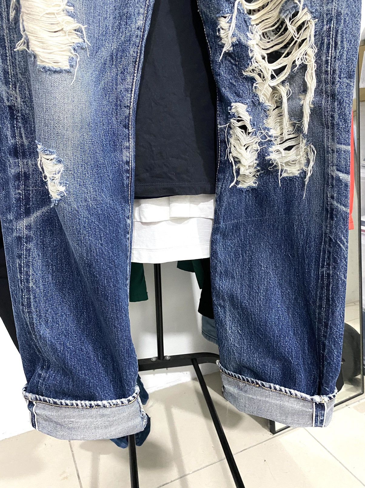 Kapital OG Rare Kapital Hand Made heavy Distressed Trompe l'oeil Size US 32 / EU 48 - 9 Thumbnail