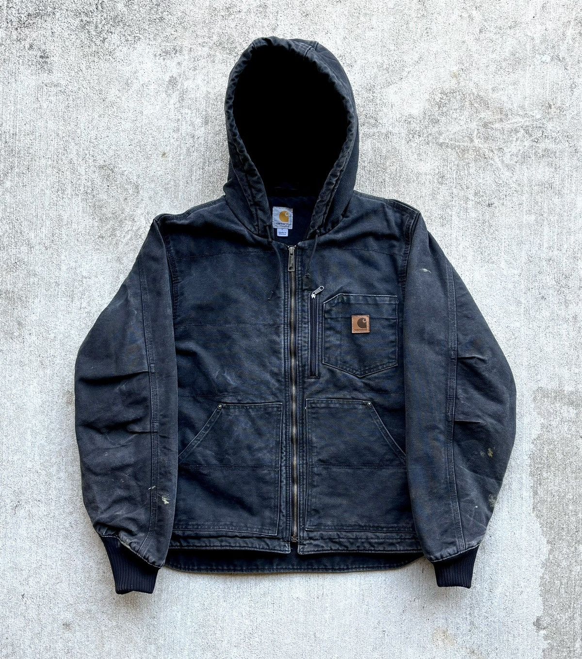 image of Carhartt Faded Black Workwear Hooded Jacket, Men's (Size Large)