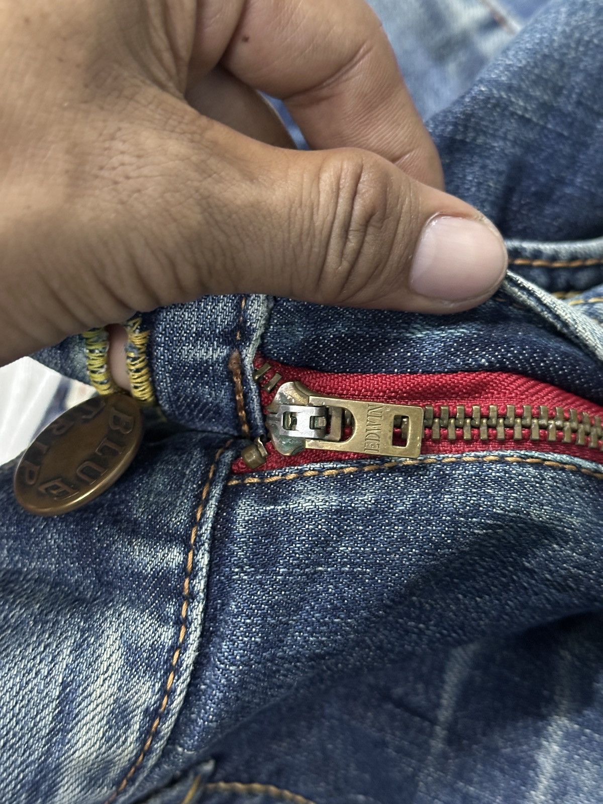 Kapital Flare 💥🎌 90s Style Edwin Blue Trip Buckle Back Size US 33 - 8 Thumbnail