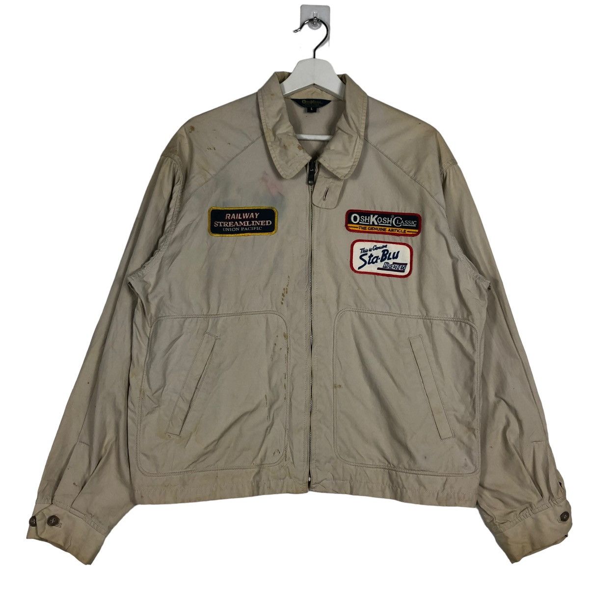 鈴*中様 70s-80s OshKosh B'gosh work jacket Vintage Osh Kosh B' Gosh Work Jacket Size: L Dimension: 26.5L 22W