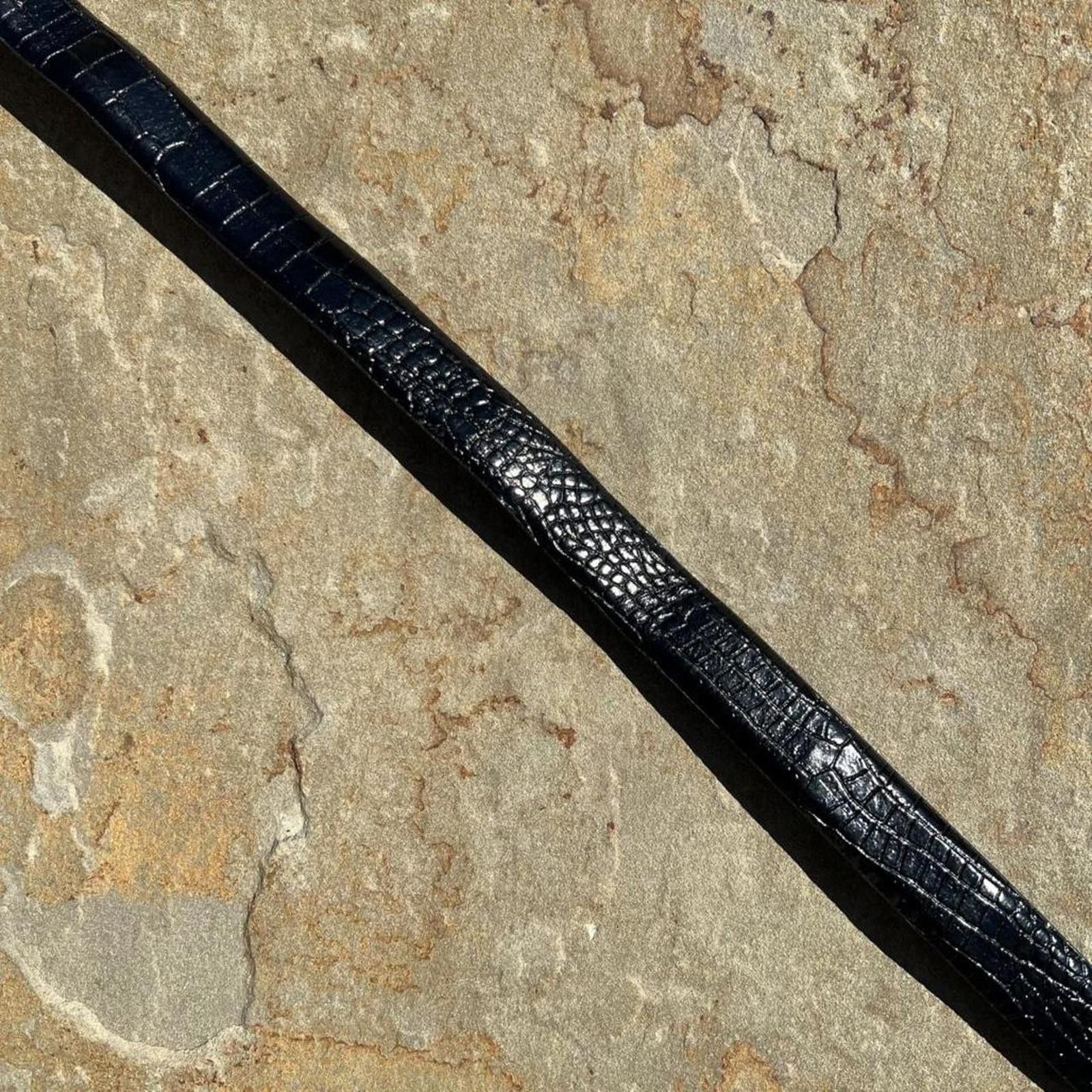Liz Claiborne Y2K Black Leather Croc Embossed Belt Size ONE SIZE - 3 Thumbnail