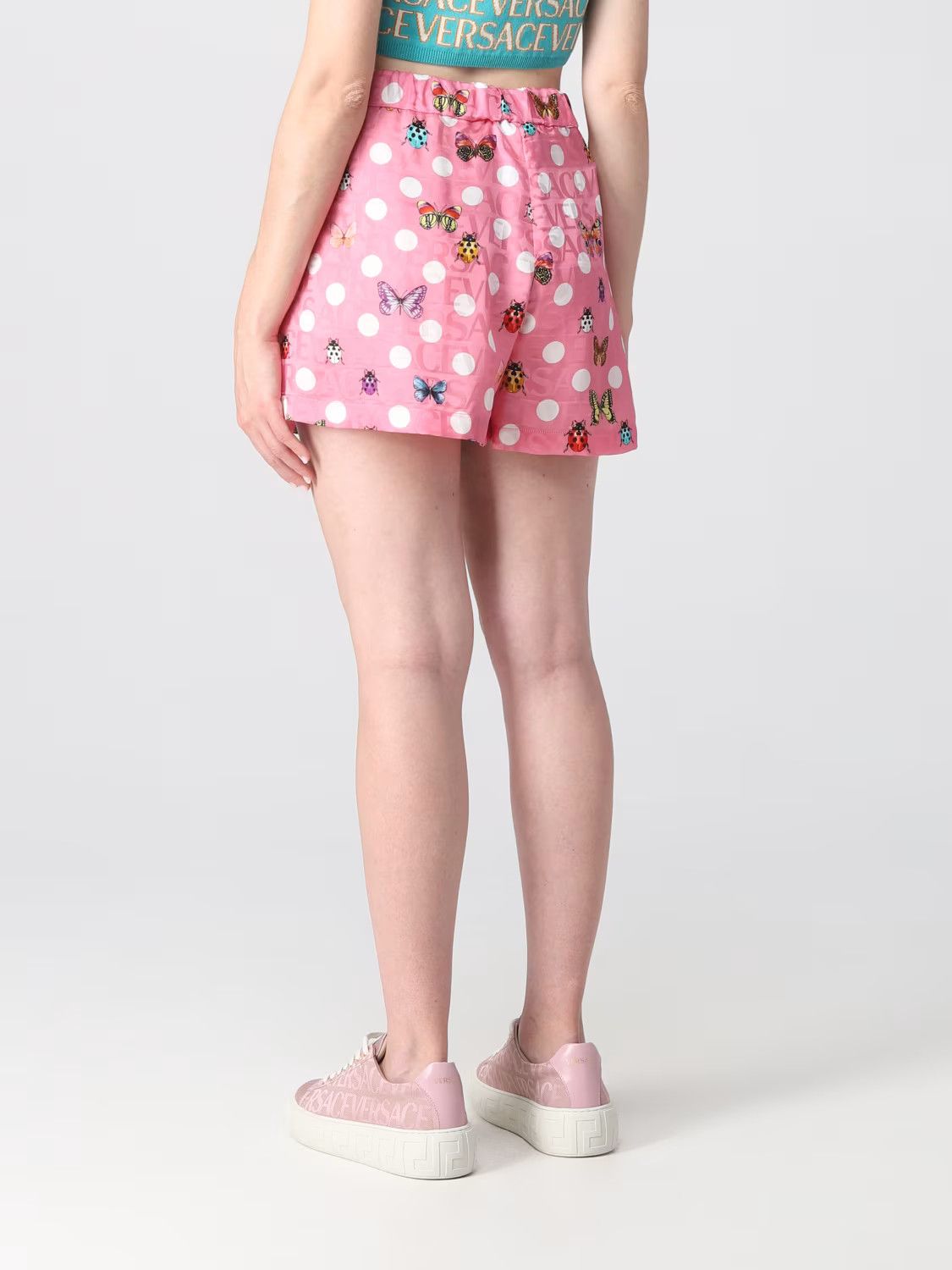 Versace o1s22i1n1024 Butterflies & Ladybugs Polka Dot Shorts in Pink Size 28" / US 6 / IT 42 - 3 Thumbnail