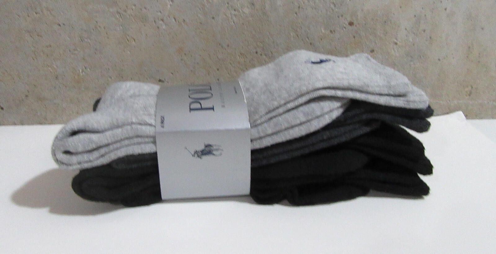 Polo Ralph Lauren Polo Ralph Lauren 4 Pack Mens Crew Socks Assorted Grey/Black Size ONE SIZE - 4 Thumbnail