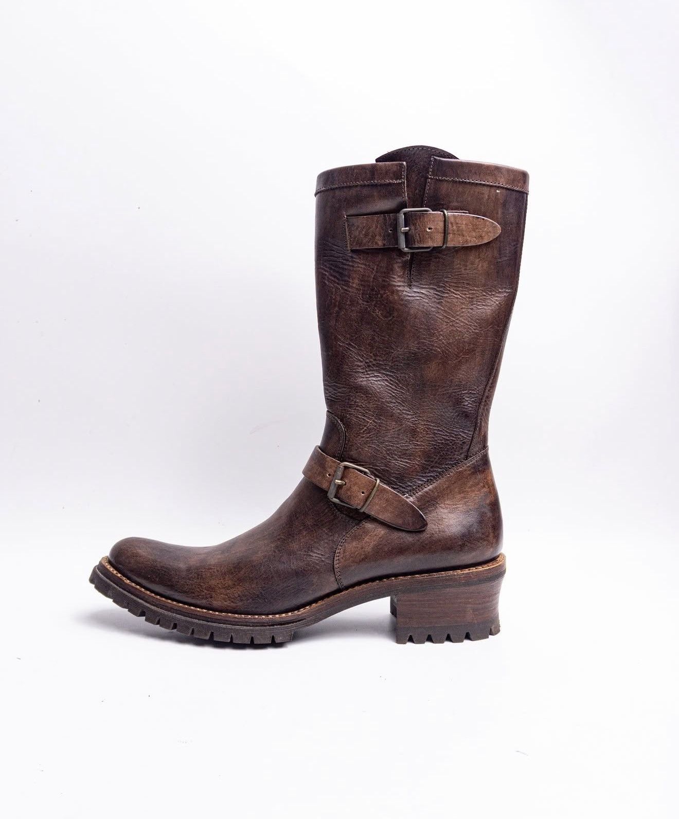 Other Unknown Brand – Engineer Boots – Brown Leather Size US 9.5 / EU 42-43 - 1 Thumbnail