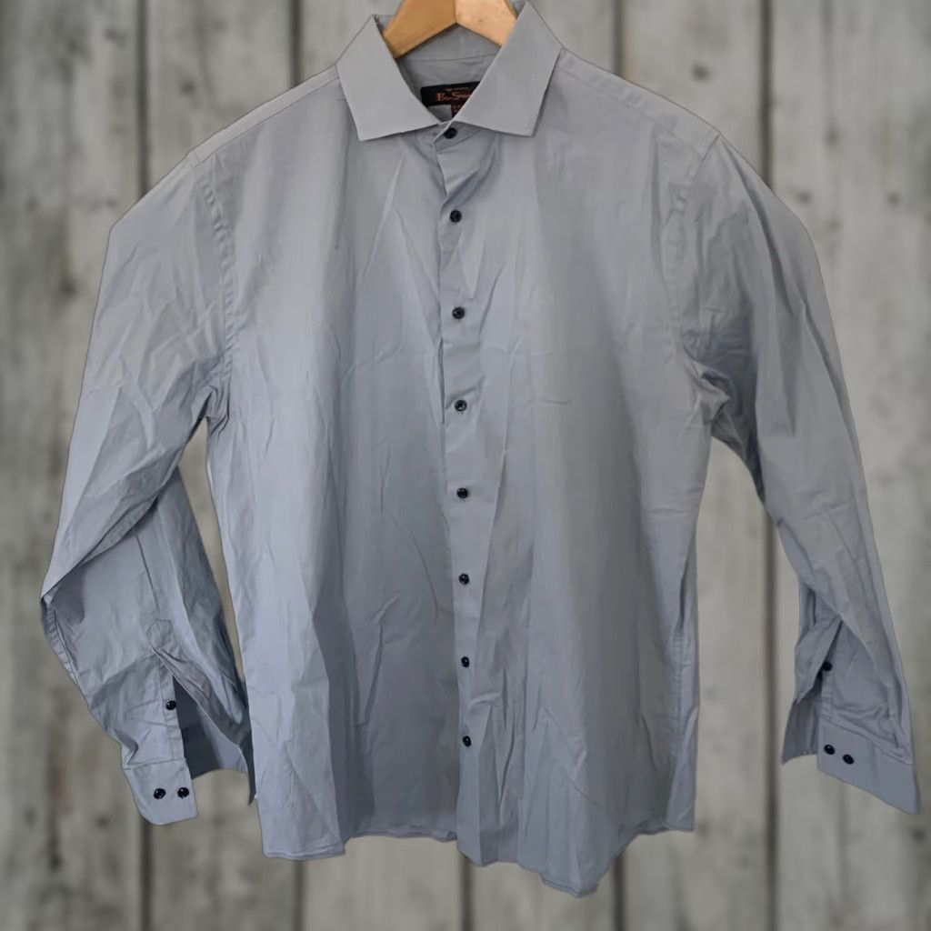 Ben Sherman BEN SHERMAN Shirt Mens L 16-16.5 34/35 Stretch Dress Gray Size 42R - 1 Thumbnail