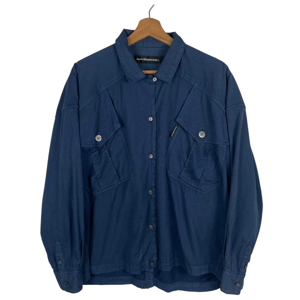 ISSEY MIYAKE ブルー ボタン付きシャツ Issey Miyake Boxy Shirt