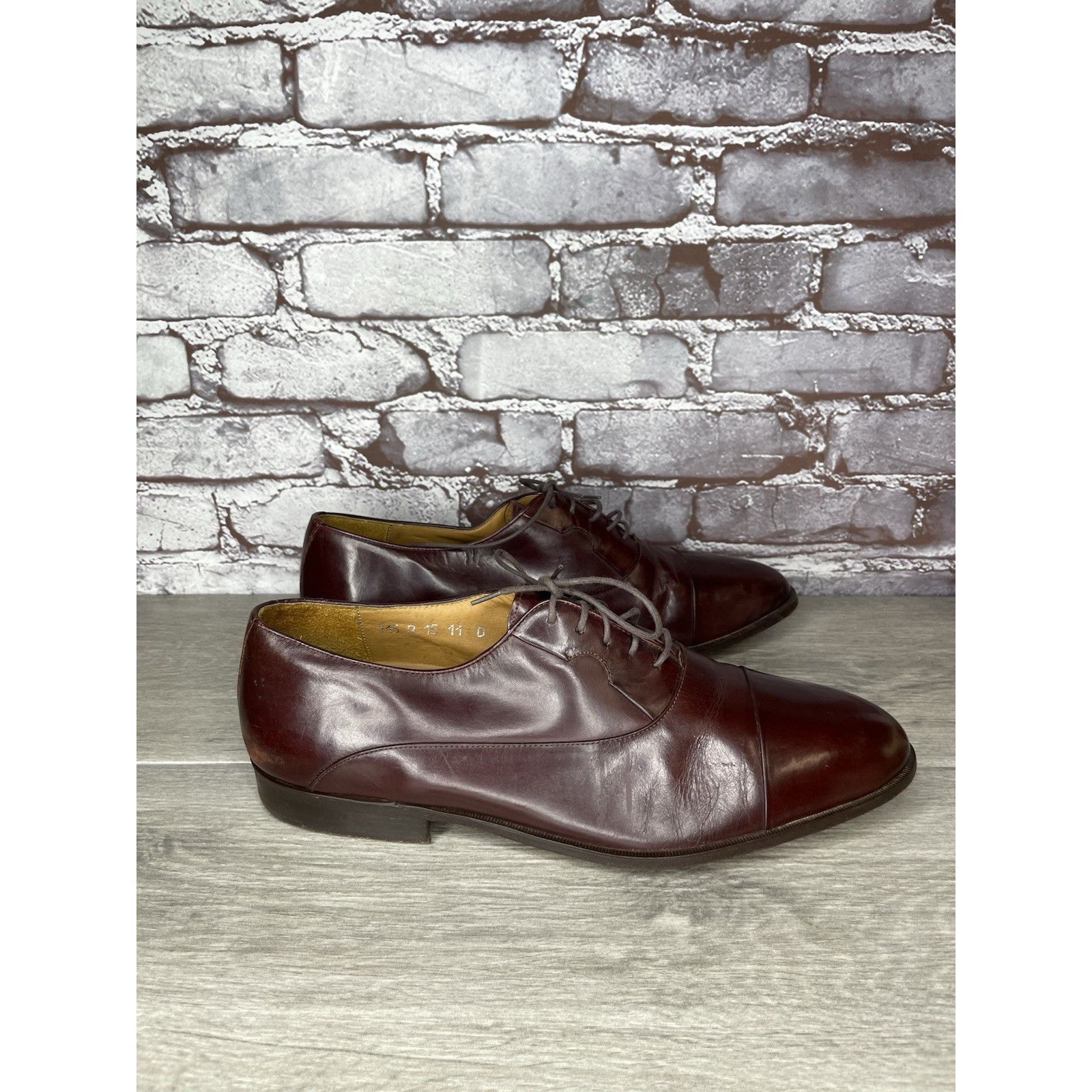 HARAGO Paragon Brown Leather Cap Toe Handmade Oxfords Lace Up Shoes Size US 11 / EU 44 - 3 Thumbnail
