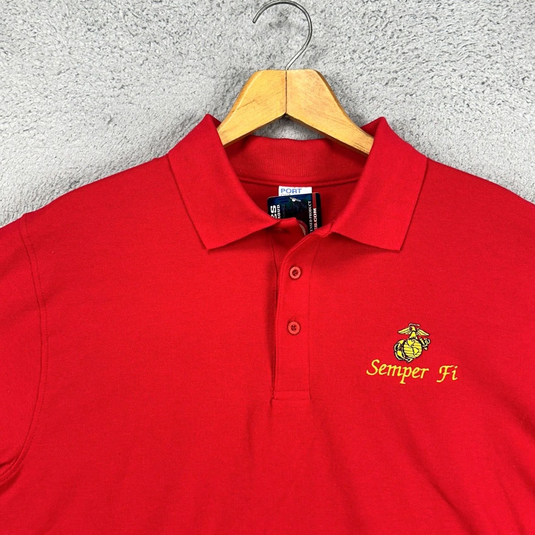 Port & Company Marines Port & Company Polo Shirt Mens Large Red Short Sleeve Casual Golf Rugby NEW Size US L / EU 52-54 / 3 - 2 Thumbnail