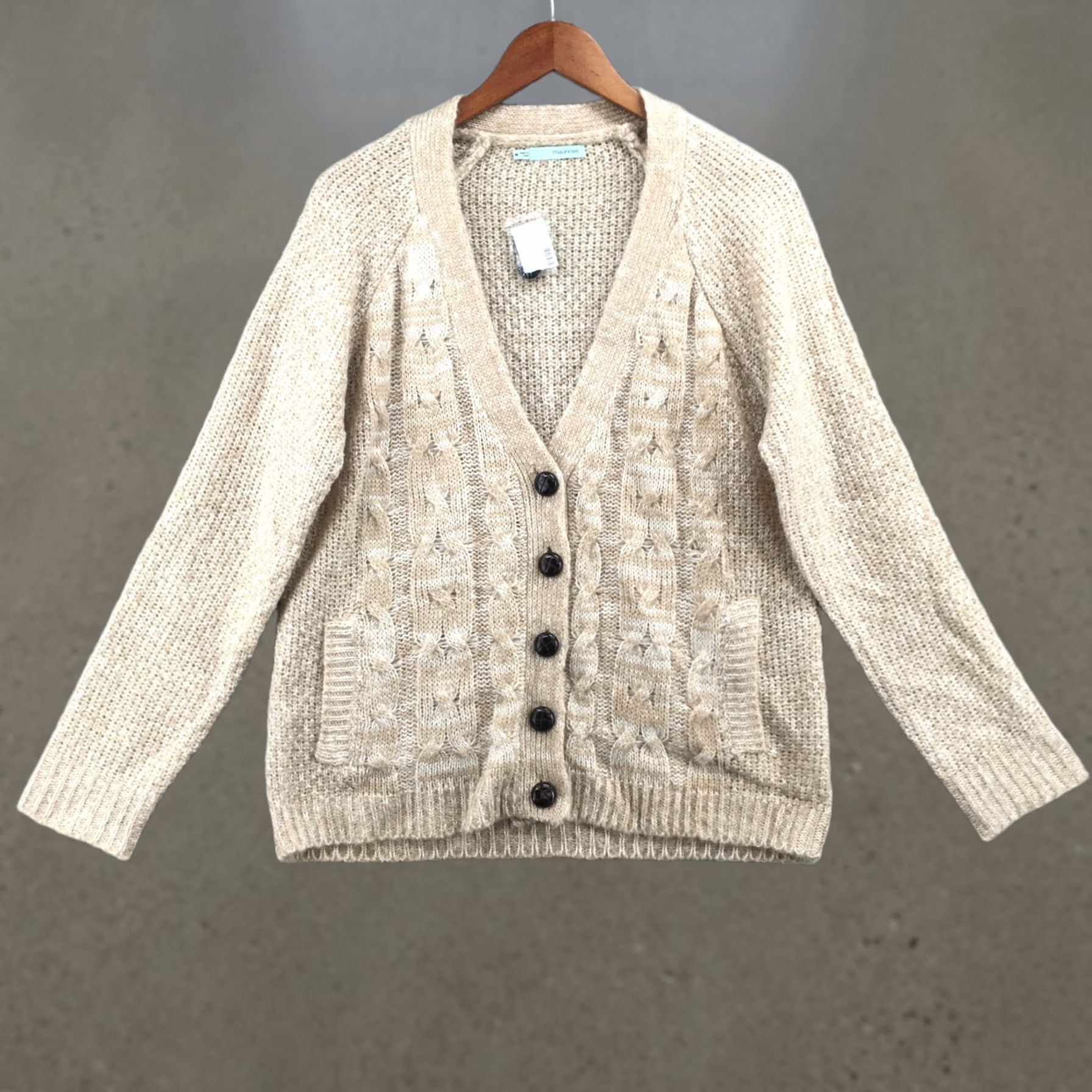 Vintage Maurices Cardigan Sweater Women Medium Knit Long Sleeve Button Beige NEW Size M / US 6-8 / IT 42-44 - 1 Thumbnail