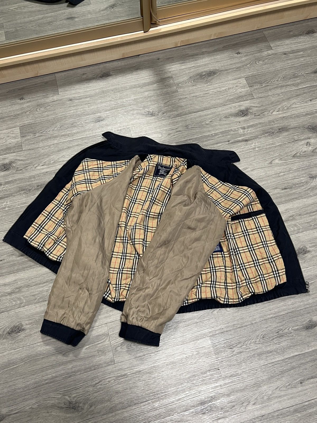 Vintage Burberry's Black Bomber Jacket w/ Check mens size M