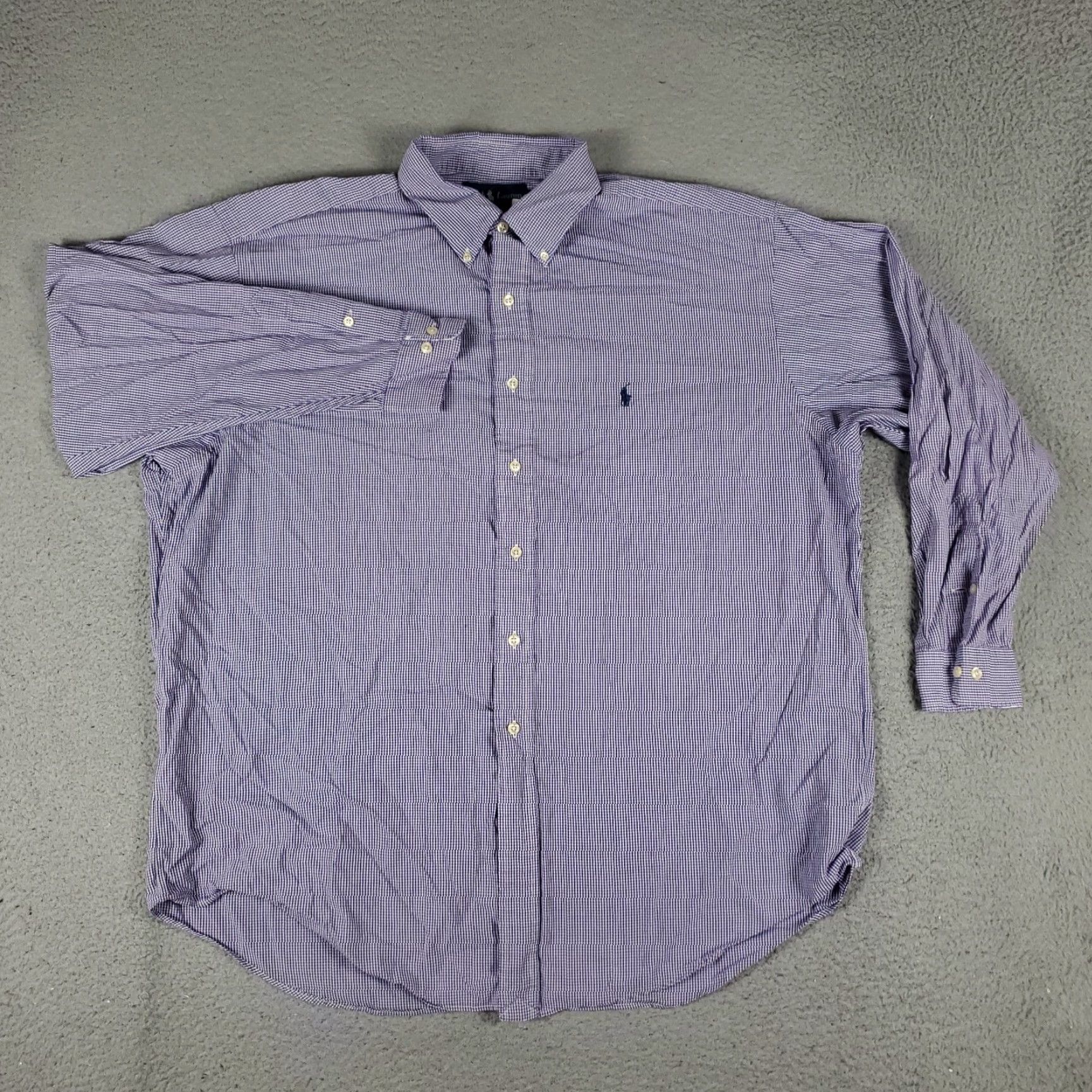 Ralph Lauren Ralph Lauren Dress Shirt Mens Size 17.5 Purple Check Long Sleeve Button-Up Size 46R - 4 Thumbnail