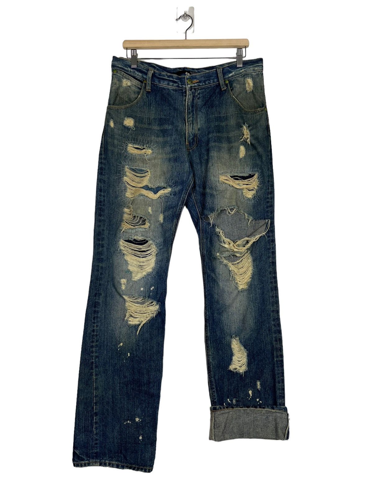 If Six Was Nine 🔥 TTU EXHIBITION DISTRESSED DENIM BROKEN DYED Size US 34 / EU 50 - 10 Thumbnail