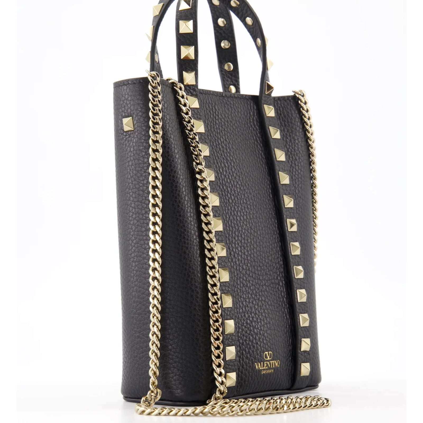 Valentino VALENTINO Rockstud Grained Leather Chain Crossbody Tote Bag Size ONE SIZE - 2 Thumbnail
