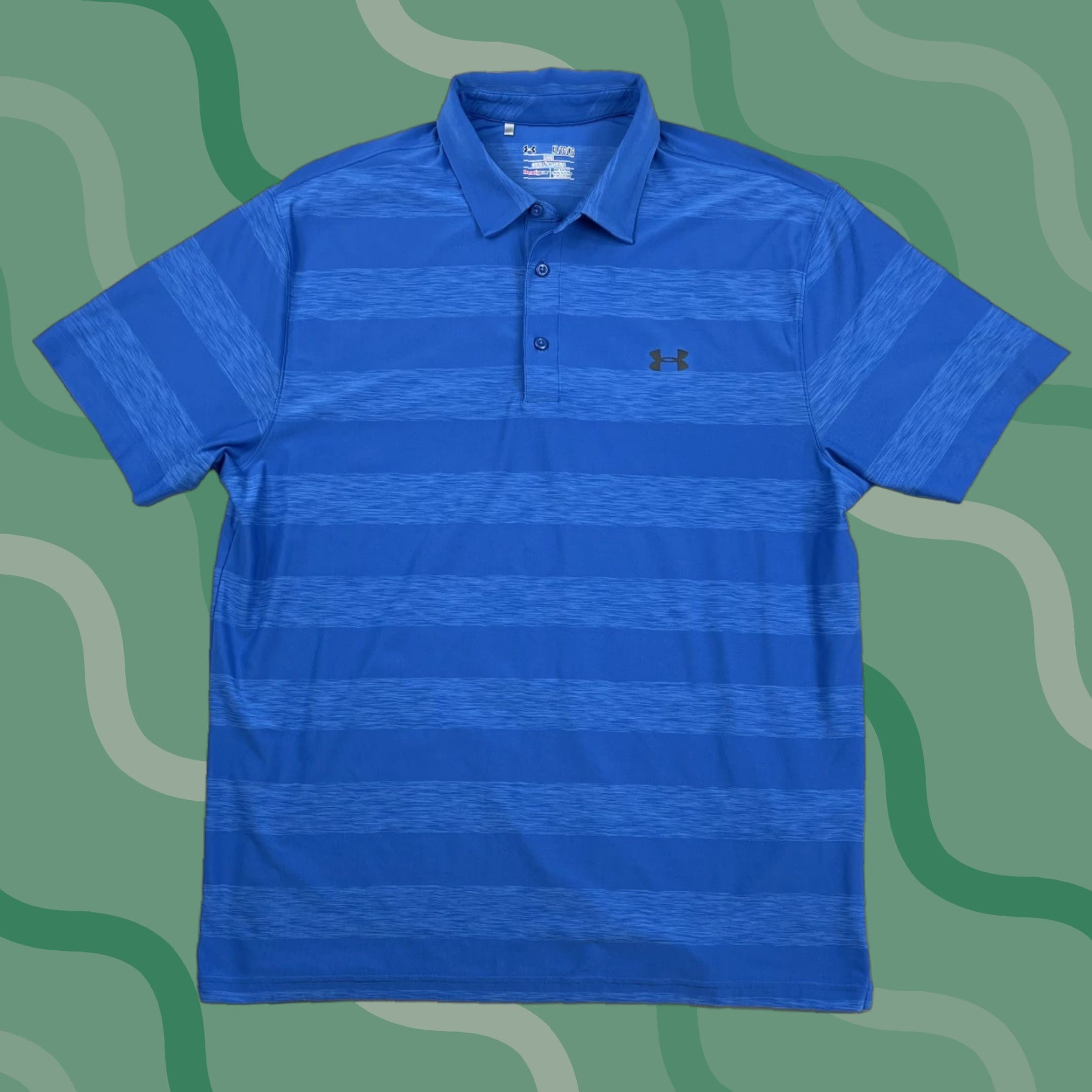 Under Armour Under Armour Golf Polo Mens XL Blue Striped Heat Gear Quick Dry UA Polo Shirt Size US XL / EU 56 / 4 - 1 Thumbnail