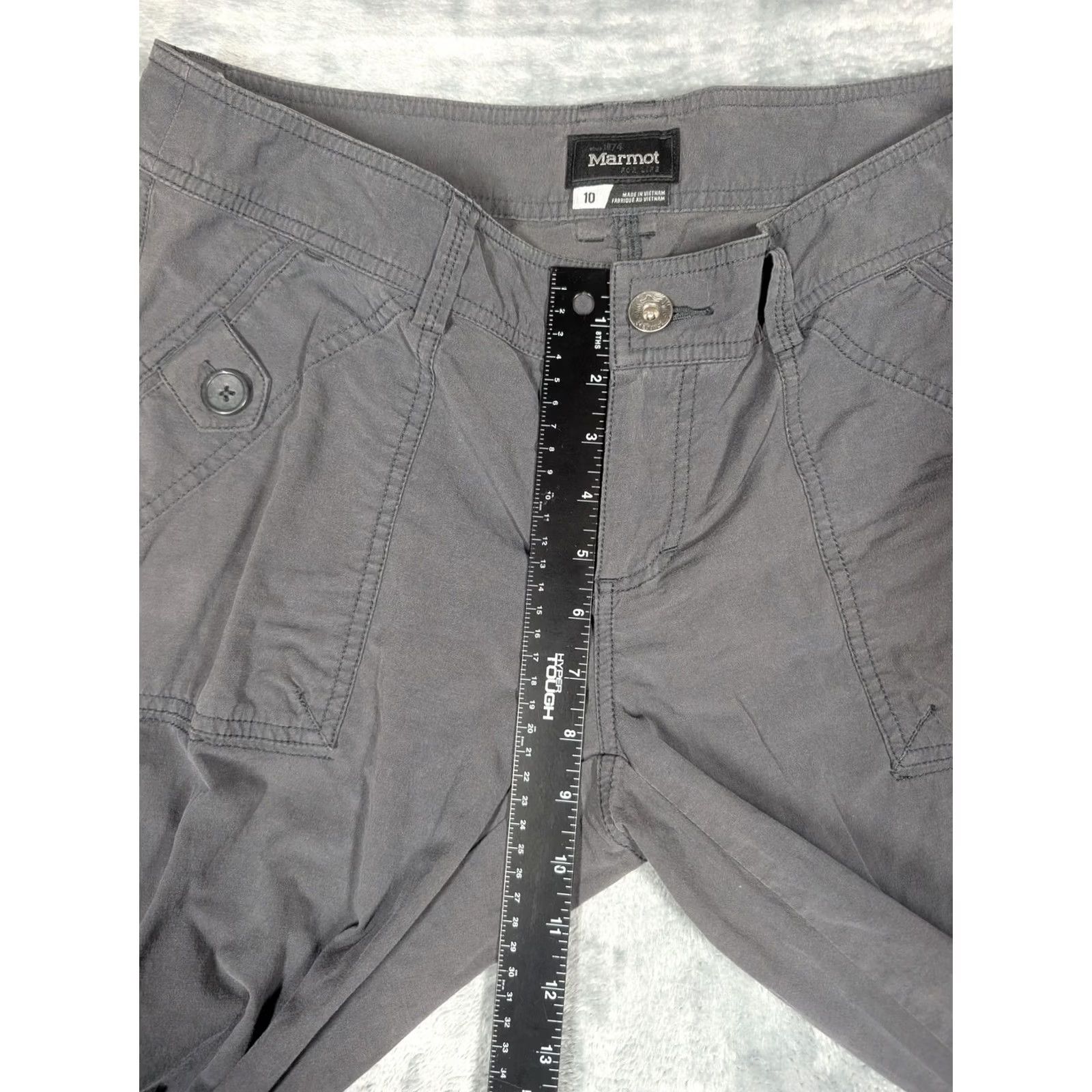 Marmot VINTAGE Marmot Pants Womens 10 Gray Convertible Cargo Twill Hiking Outdoor Stretch Size 32" / US 10 / IT 46 - 3 Thumbnail
