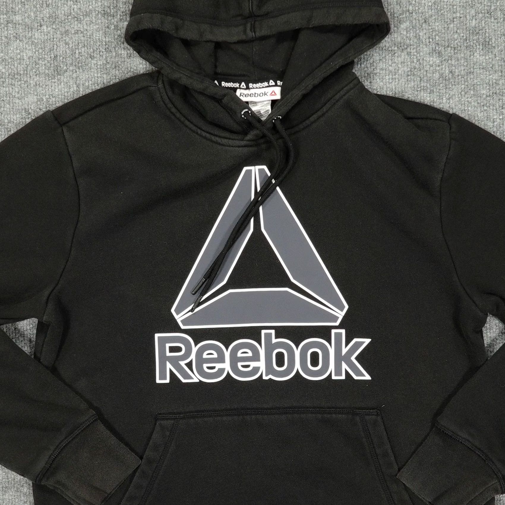 Reebok Reebok Hoodie Mens Small Black Delta Logo Pullover Fleece Sweatshirt Athletic Size US S / EU 44-46 / 1 - 2 Thumbnail