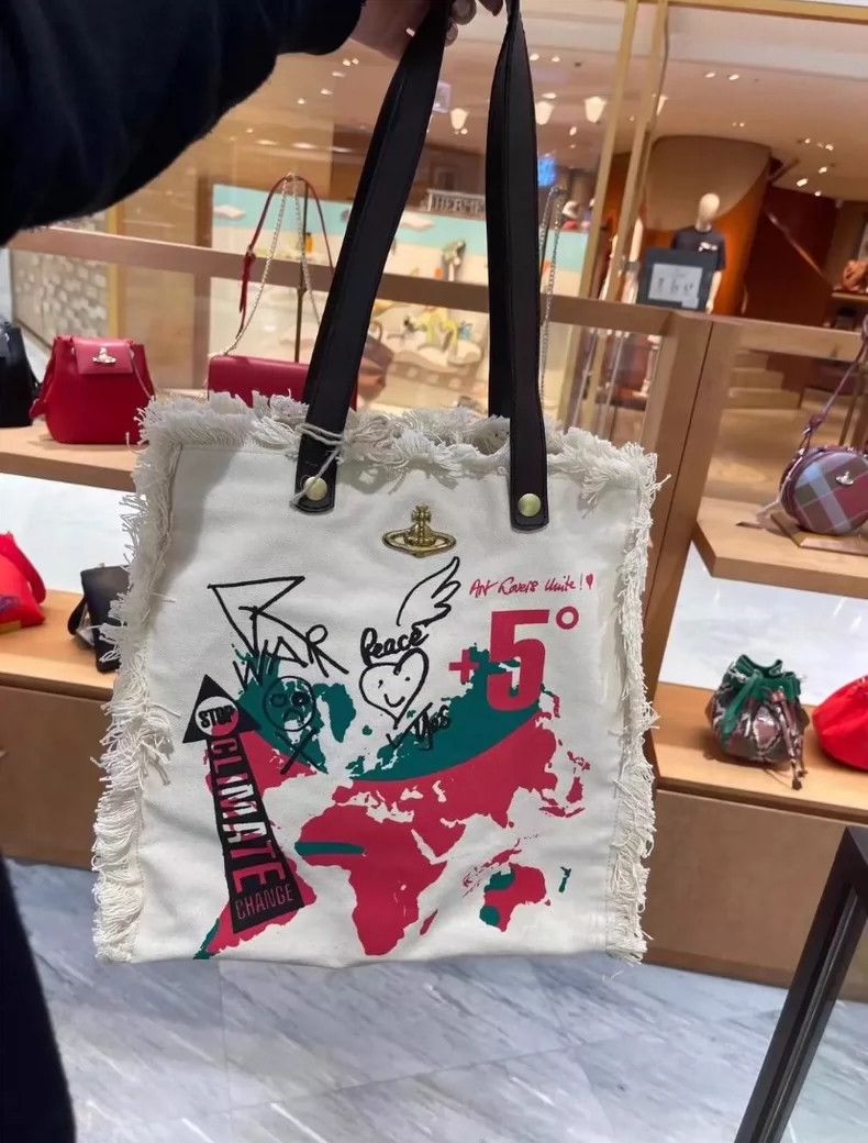 Vivienne Westwood Vivienne Westwood size os Painted canvas bag in beige Size ONE SIZE - 1 Thumbnail
