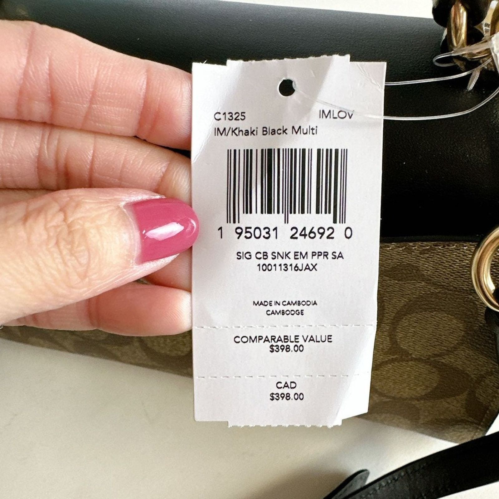 Coach Coach C1325 Pepper Satchel In Signature Canvas IN Khaki Blk Size ONE SIZE - 6 Thumbnail