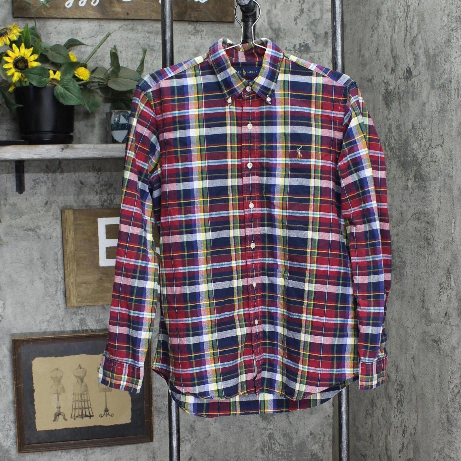 Designer Polo Ralph Lauren Button Up Down Shirt Red Plaid Multi M Size US M / EU 48-50 / 2 - 1 Thumbnail