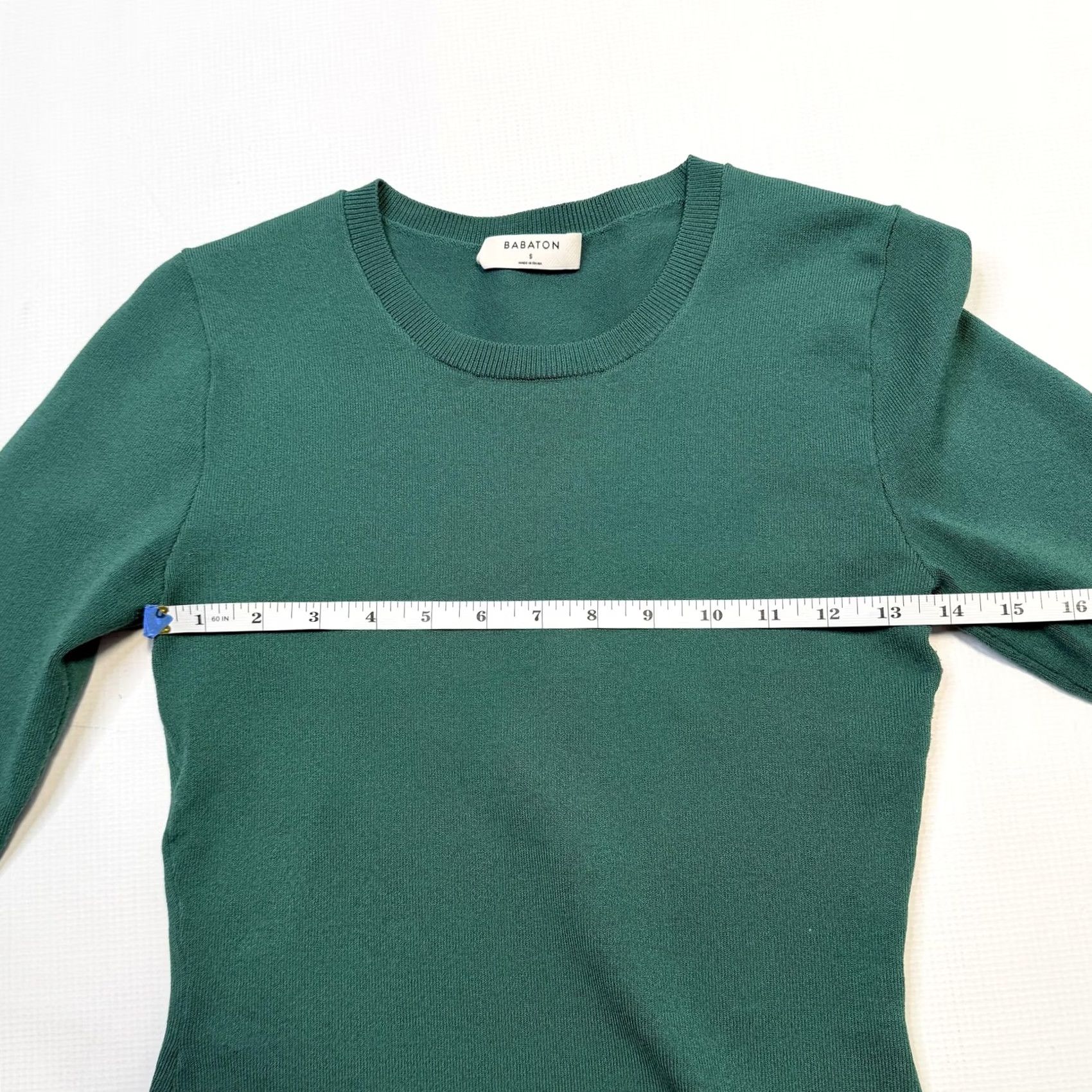 Vintage Babaton Sweater Womens Small Green Crewneck Long Sleeve Fitted Stretch Knit Top Size S / US 4 / IT 40 - 5 Thumbnail