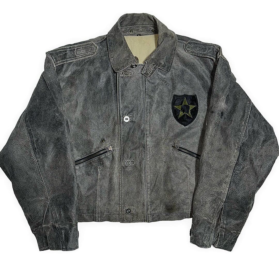 image of Avant Garde x Vintage Leather Jacket Speedware Air Force Usa Army in Grey, Men's (Size Large)