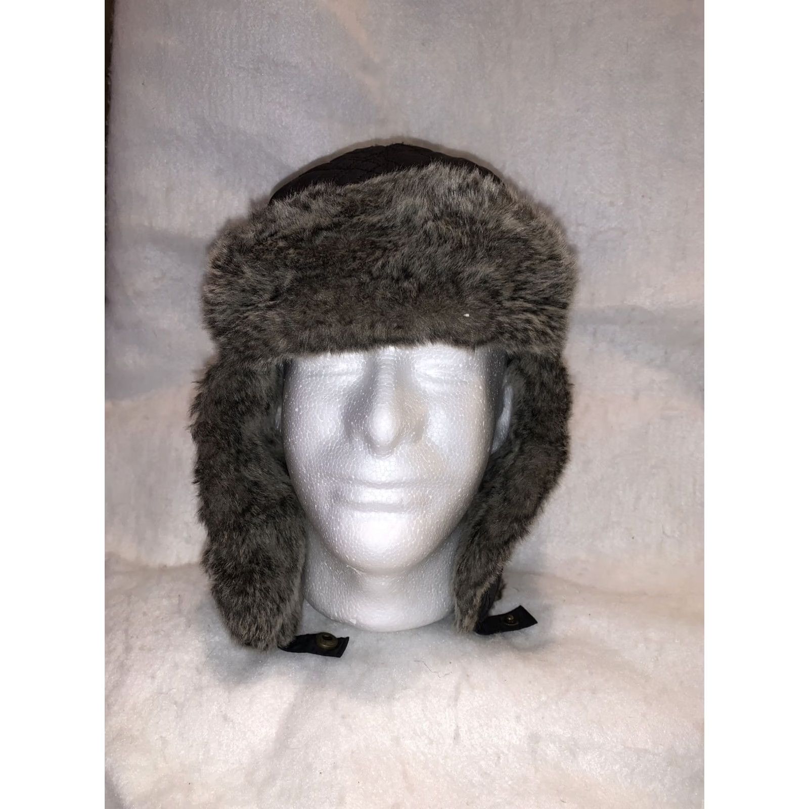 Eddie Bauer VINTAGE Eddie Bauer Trapper Hat Women L/xl Faux Fur Trim Black Brown Gray Fur Trim Mens Womens Size ONE SIZE - 6 Thumbnail