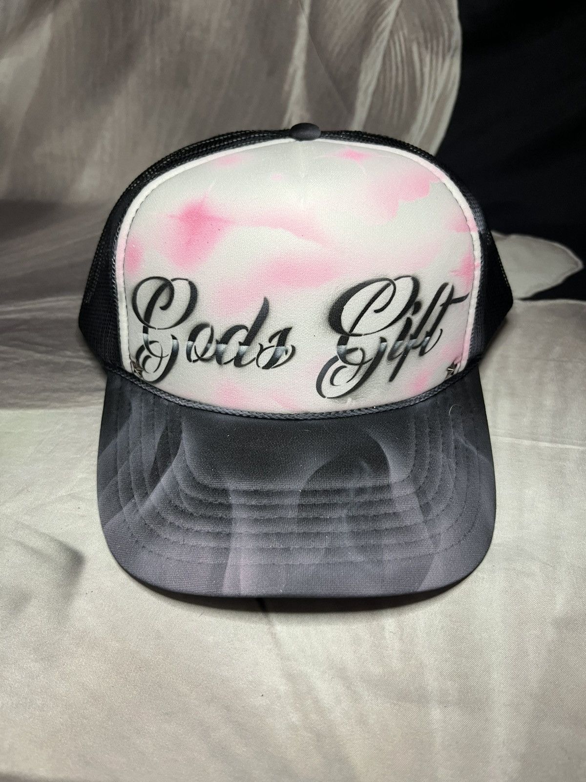Other GODS GIFT Airbrushed 5 panel SnapBack Trucker Hat handpaintd Size ONE SIZE - 1 Thumbnail