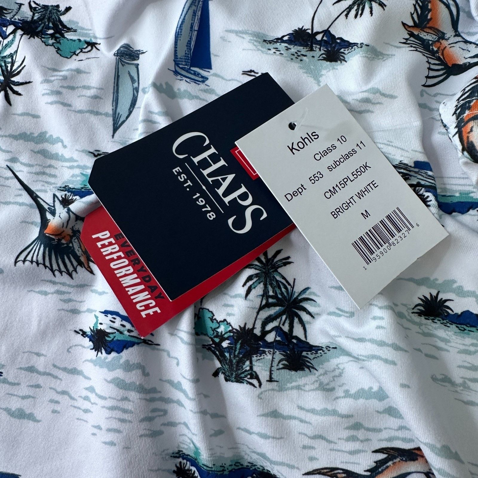 Chaps Chaps Polo Shirt Men’s Medium White Marlin Fish AOP New Size US M / EU 48-50 / 2 - 6 Thumbnail