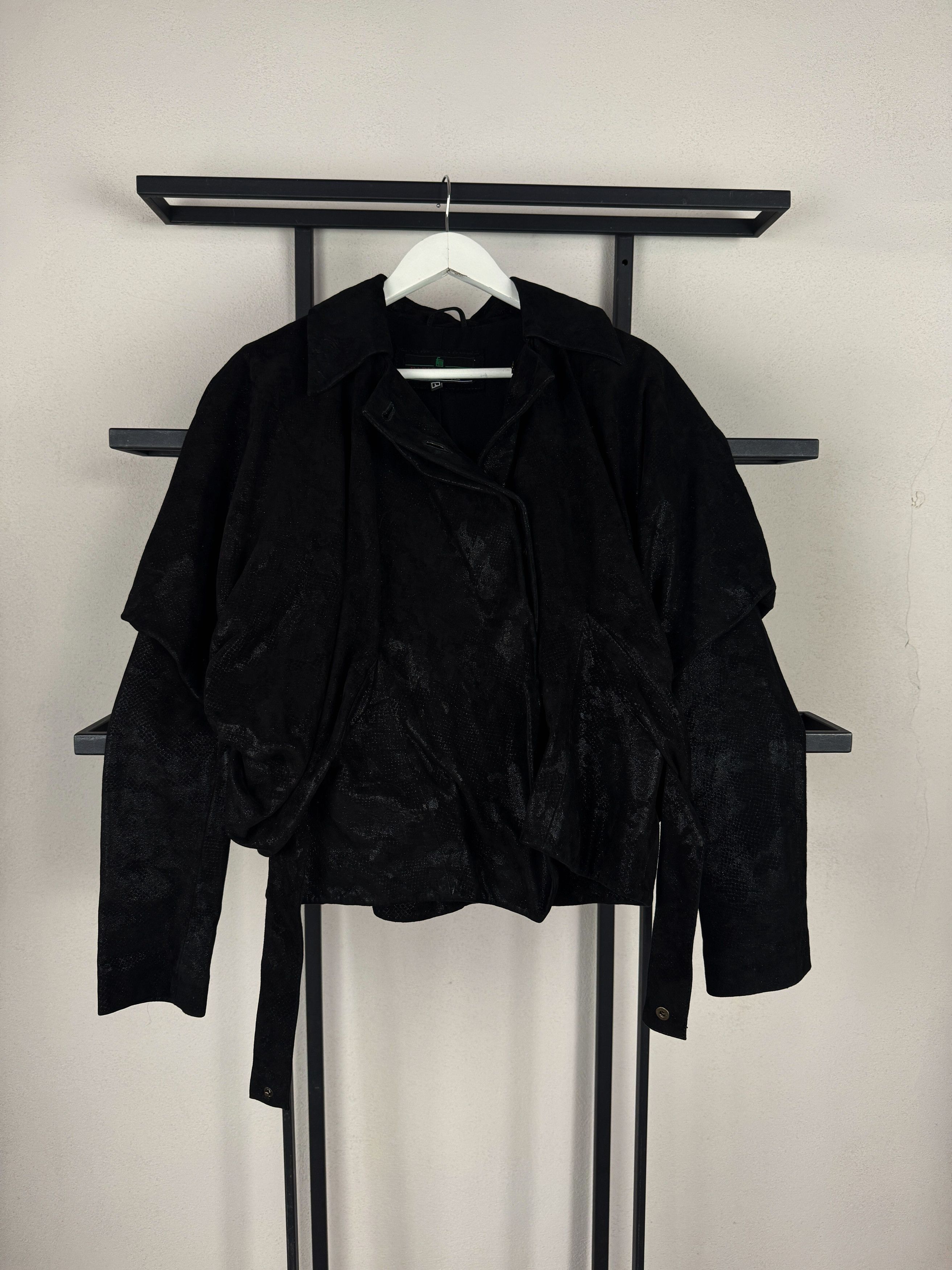 Yohji Yamamoto Vintage Y2K Black Leather Jacket Cropped Archive Size M / US 6-8 / IT 42-44 - 2 Thumbnail