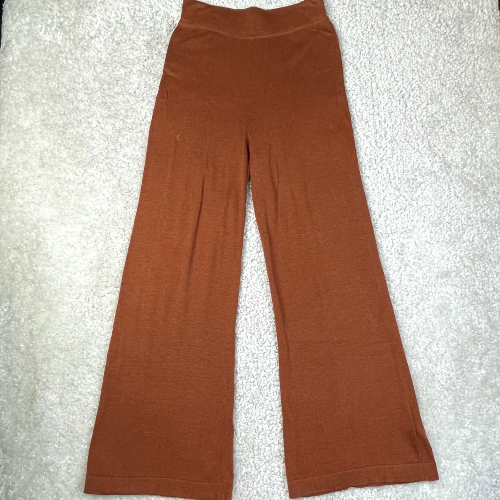Peruvian Connection Odeon Wide Leg Knit Pants Womens Xs Brown Rust Wide-Leg Front Flat Inseam 29 Holiday Christmas Vintage: No (Adjusted For Clarity), Women's (Size 26) — image 2 of 6