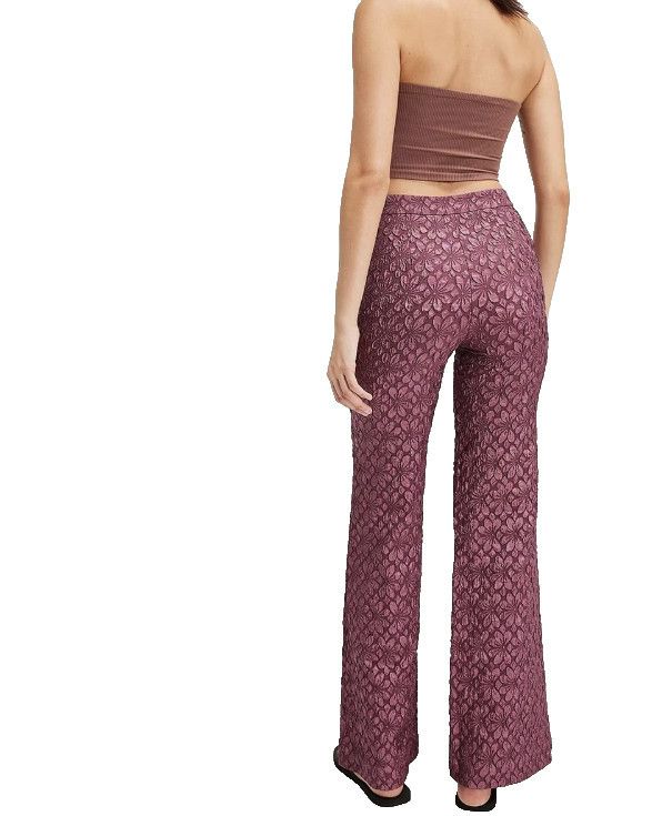 Free People Free People Runaway Floral Flare Pants Plum ( 4 ) Size 27" / US 4 / IT 40 - 2 Thumbnail