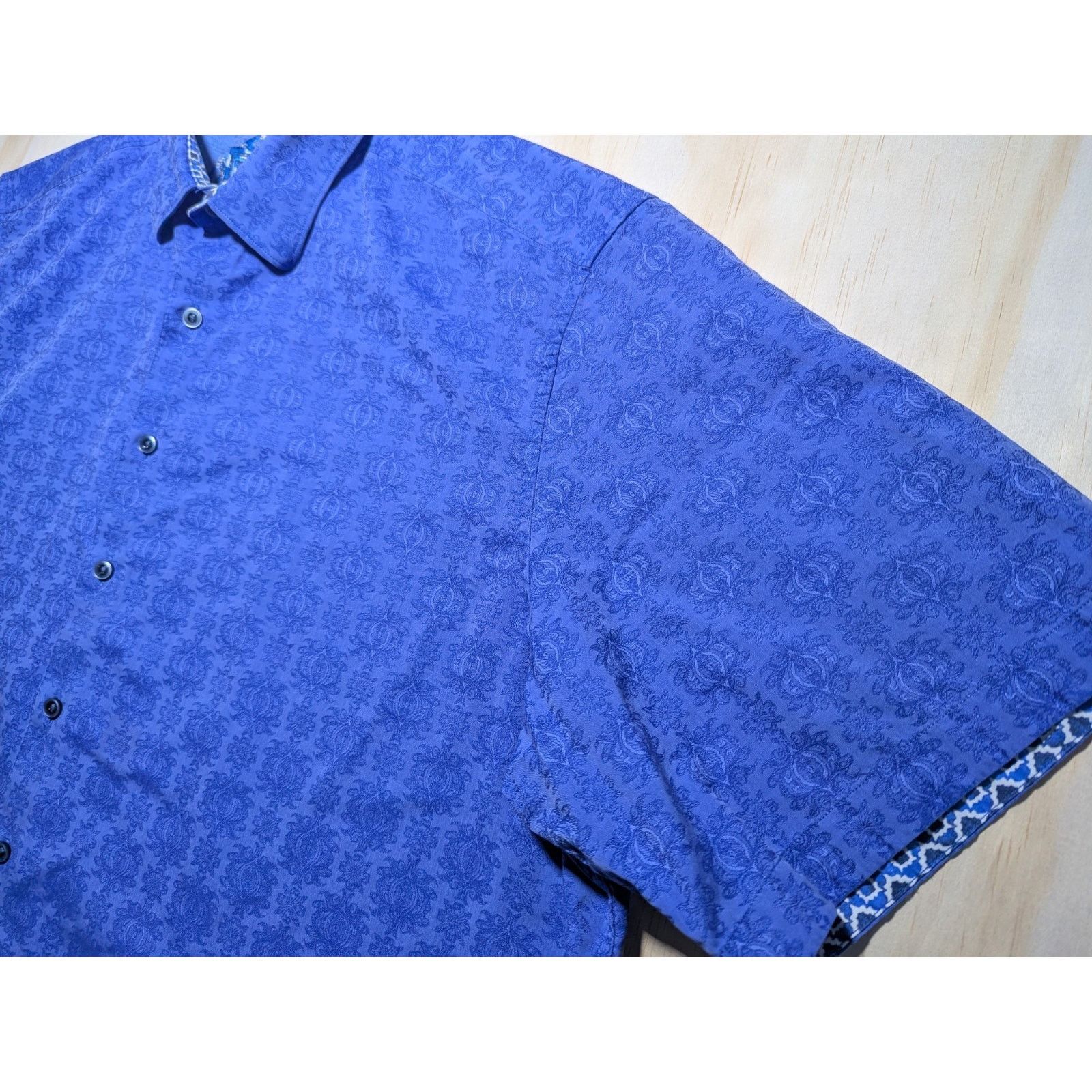Robert Graham Robert Graham Men's 2XL Short Sleeve Button Down Shirt Blue Size US XXL / EU 58 / 5 - 5 Thumbnail