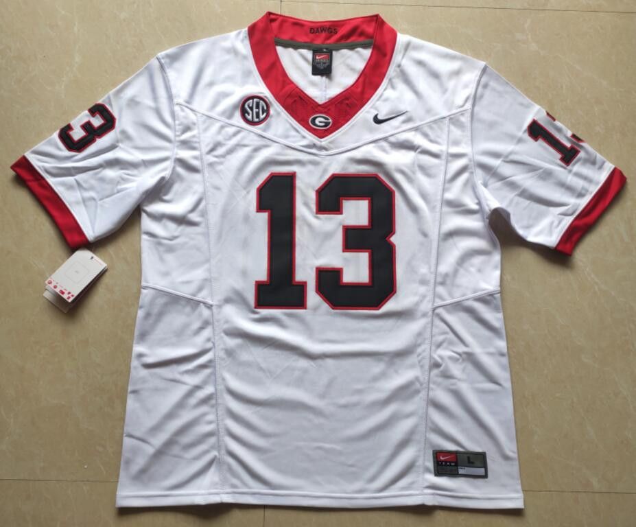 Other Men UGA Georgia Bulldogs #13 Mykel Williams White jerseys Size US M / EU 48-50 / 2 - 3 Thumbnail