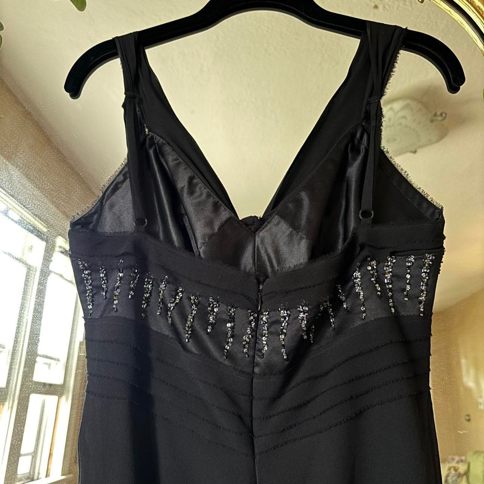 Bcbgmaxazria Vintage BCBG Maxazria Y2K Silk Beaded Little Black Dress 6 Size M / US 6-8 / IT 42-44 - 7 Thumbnail