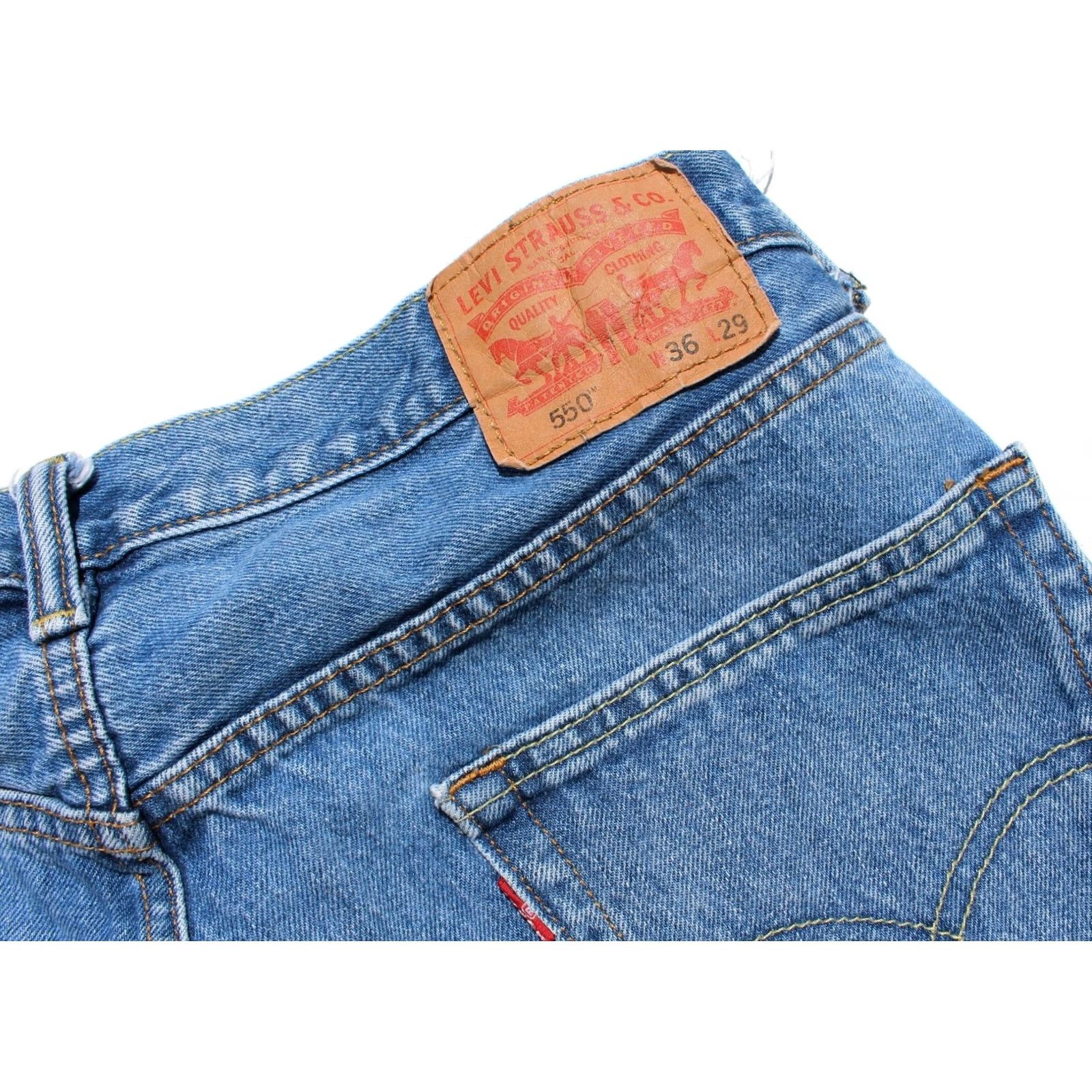Levi's Vintage Levi’s 550 Jeans Mens 36x29 Blue Denim 5-Pocket Zip Straight Grunge Skater 90s Mens Size US 36 / EU 52 - 4 Thumbnail