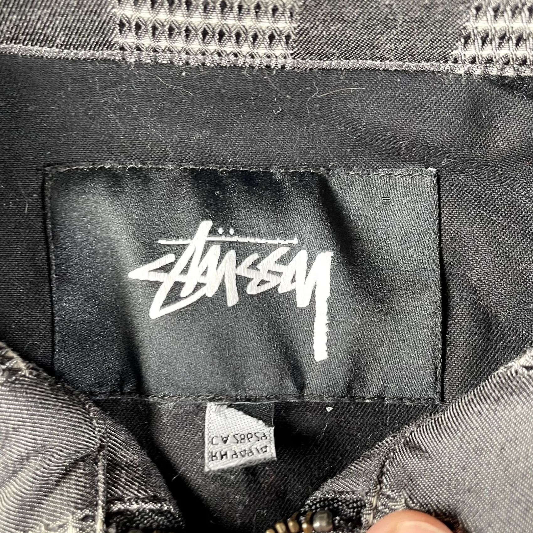 Etro Stussy Jacket Mens Medium Gray Striped Full Zip Polyester Rayon Retro Streetwear Bomber Zip Pocket Embroidered Logo Size US M / EU 48-50 / 2 - 3 Thumbnail