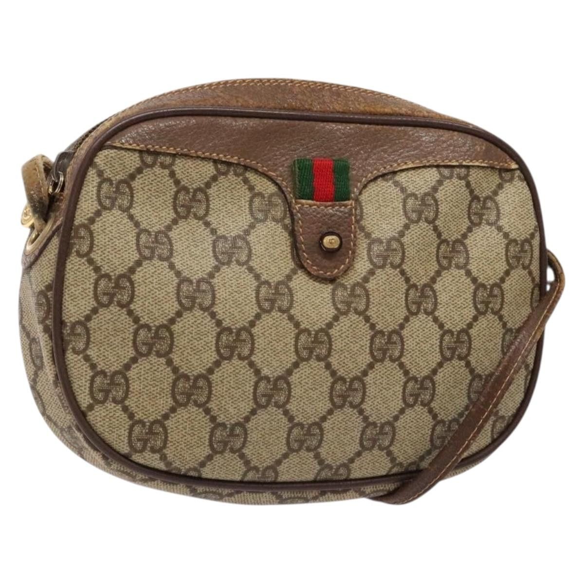 GUCCI GG Supreme Web Sherry Line Bag Pvc Beige Gold 007 58
