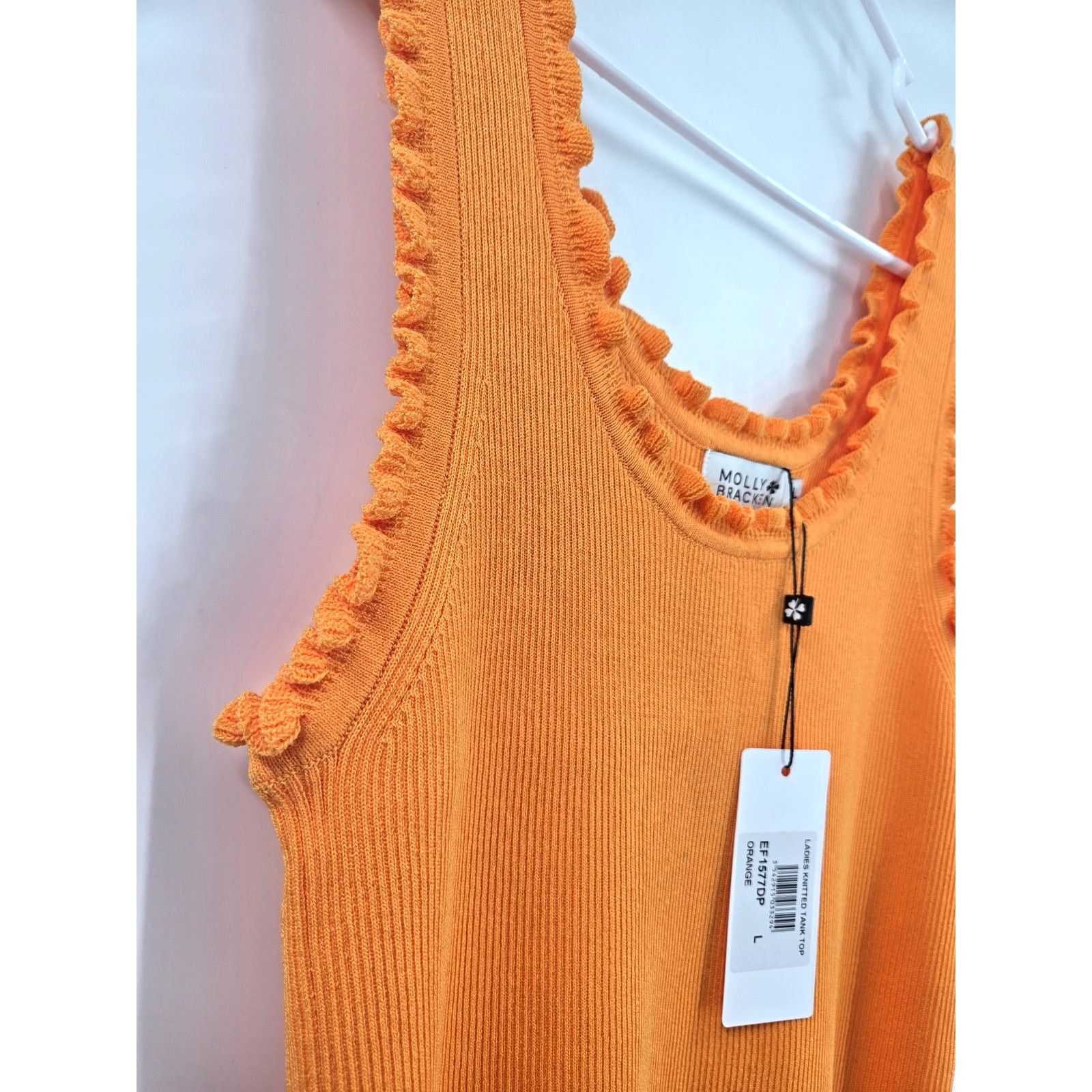 Other NEW Molly Bracken Ribbed Tank Top w/Ruffles in Orange Large Size L / US 10 / IT 46 - 8 Thumbnail