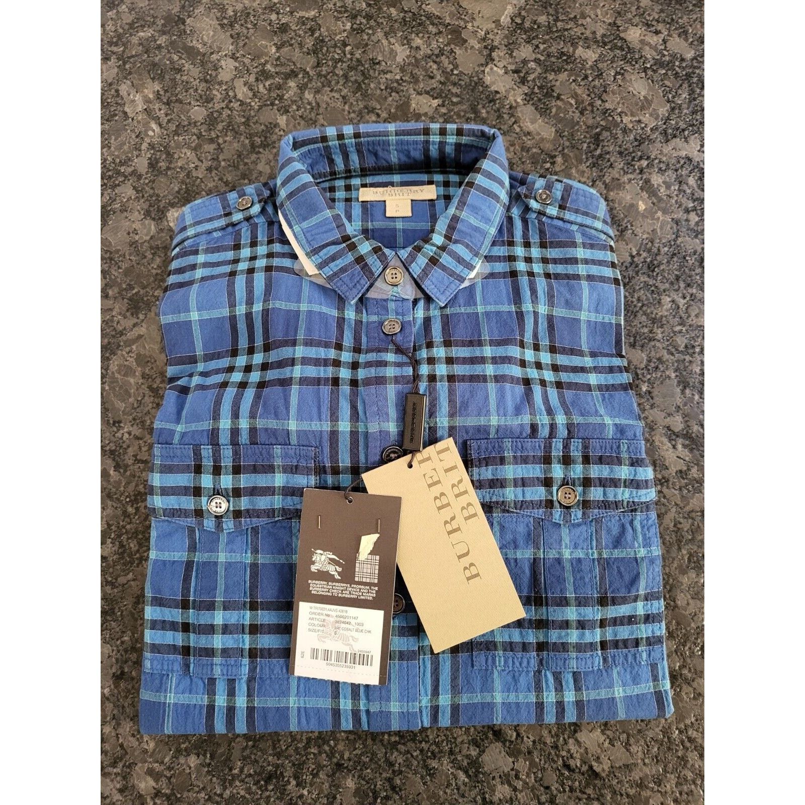 Burberry Brit Blue Plaid Shirt Size Small/P Brand New