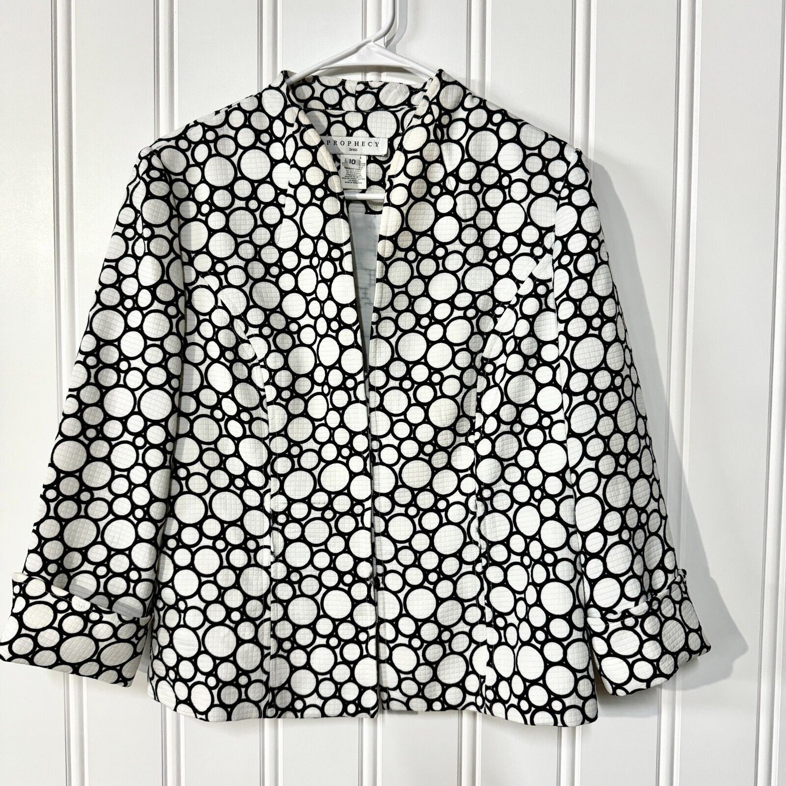 Vintage VTG Prophecy Blazer Size 10 Black White Bubbled Hook Latch Size L / US 10 / IT 46 - 1 Thumbnail