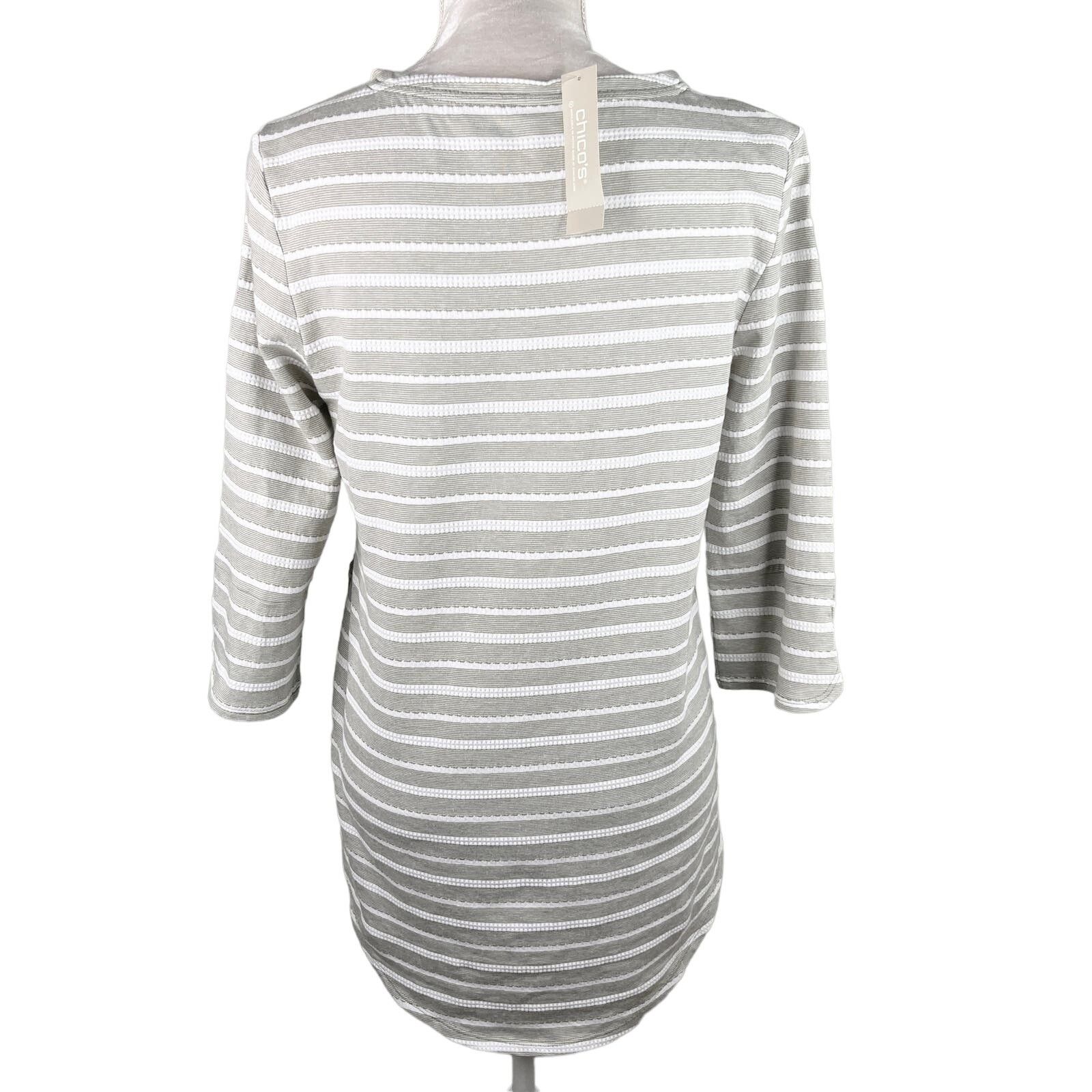 Other Chico's Zenergy Textured Top S 4-6 Gray White Stripe 0 New Size S / US 4 / IT 40 - 12 Thumbnail