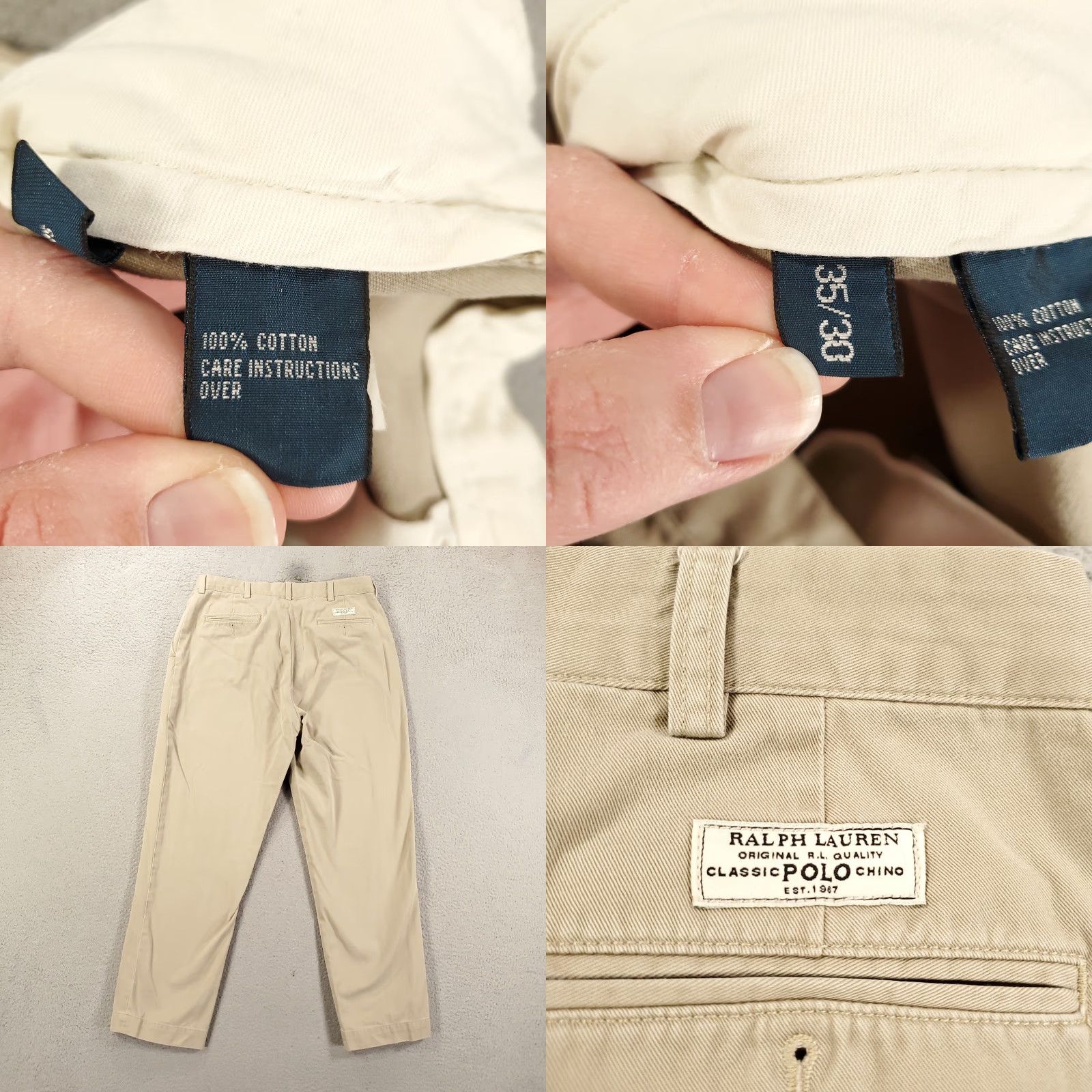 Polo Ralph Lauren VINTAGE Polo Ralph Lauren Prospect Pants Mens 35x30 Beige Classic Chino Size US S / EU 44-46 / 1 - 8 Thumbnail