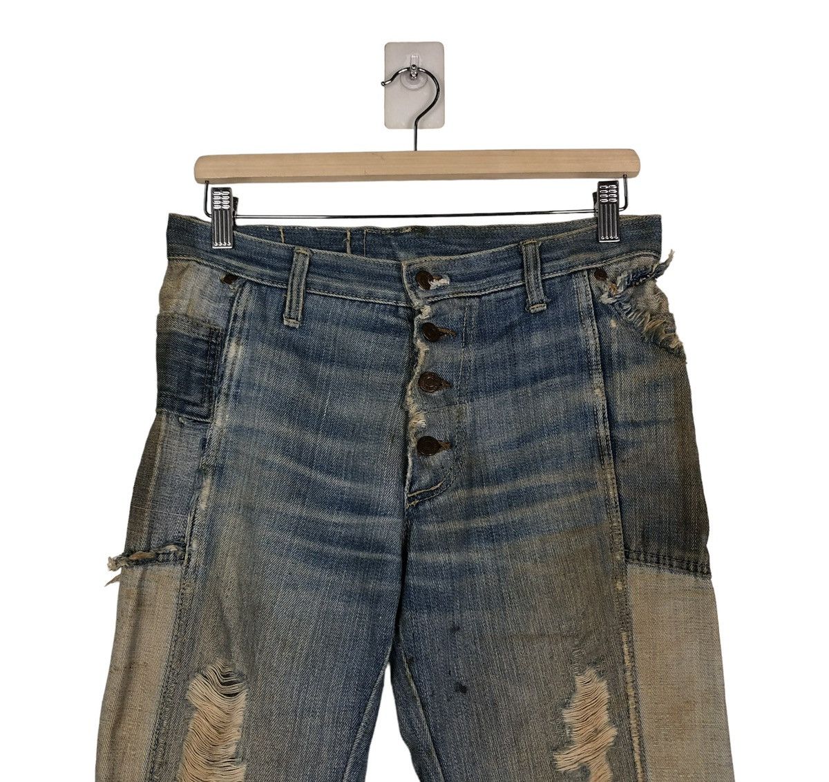 Japanese Brand 🔥VINTAGE BOWCUT FLARE DENIM PATCHWORK DESIGN ISSEY MIYAKE Size US 30 / EU 46 - 3 Thumbnail