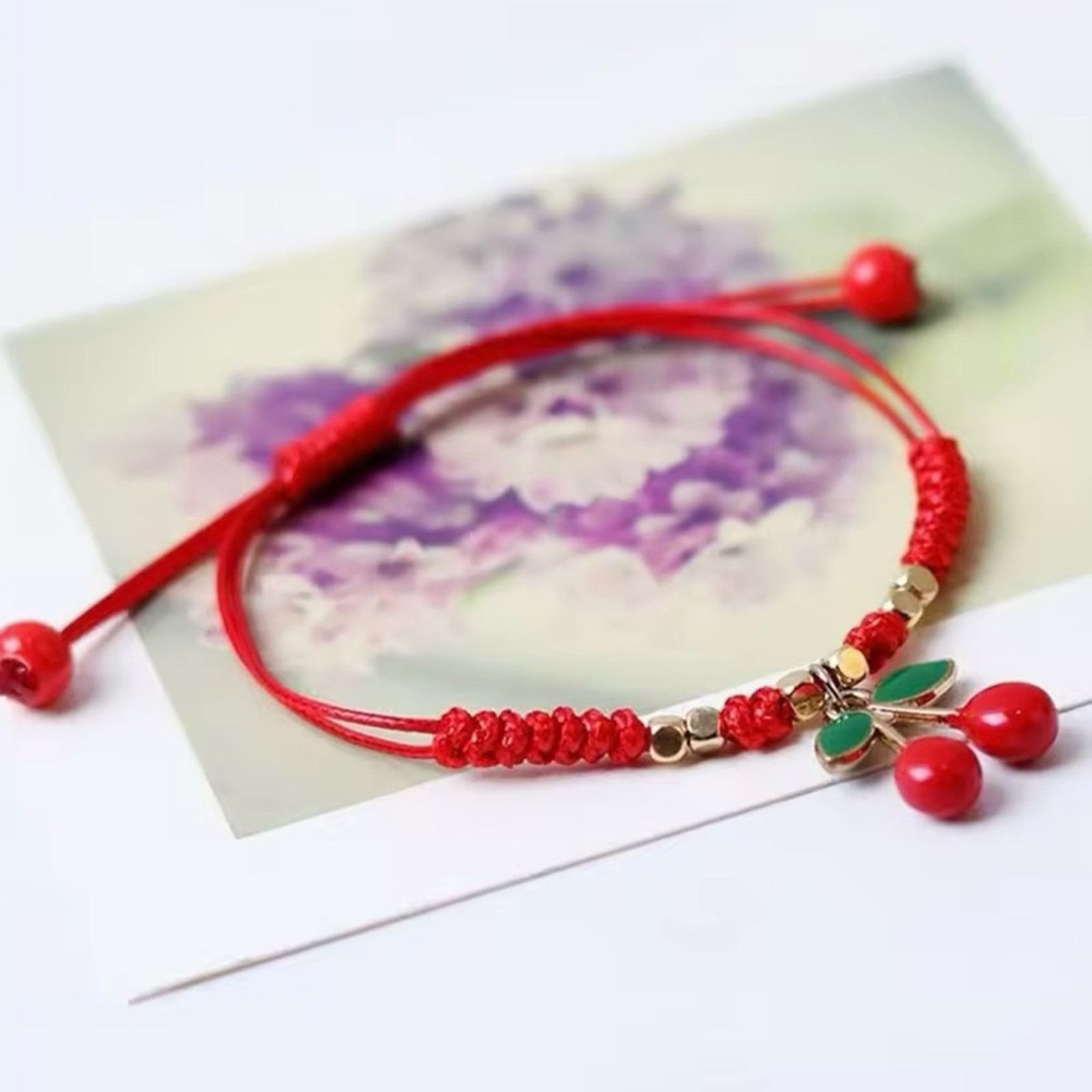 Other Strawberry Cherry Braided Rope Bracelet Size ONE SIZE - 2 Thumbnail